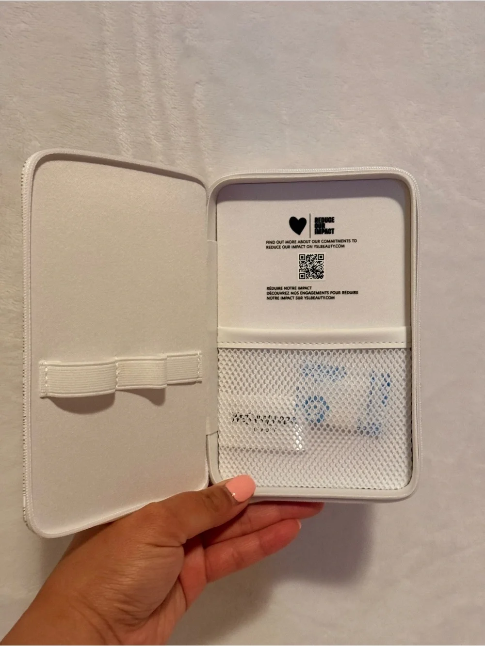 Yves Saint Laurent (YSL) Beauté White and Gold Cosmetic Pouch